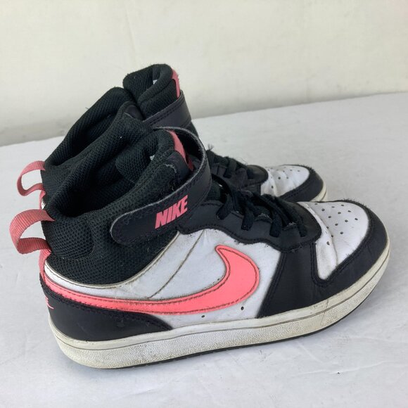 Nike Girls sz 2 Court Borough Mid High Black Pink White Athletic Shoes - Picture 4 of 7